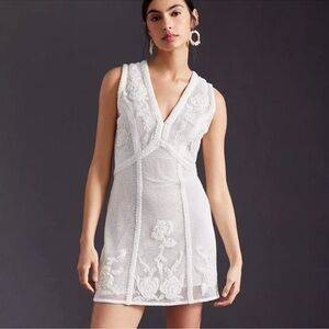 Anthropologie Not So Serious by Pallavi Mohan Deep-V Mini Dress rehearsal dinner